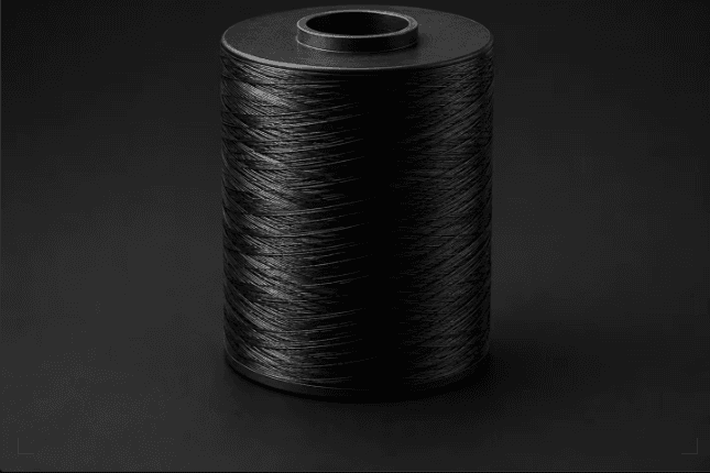 Spool of fine black conductive carbon fiber yarn